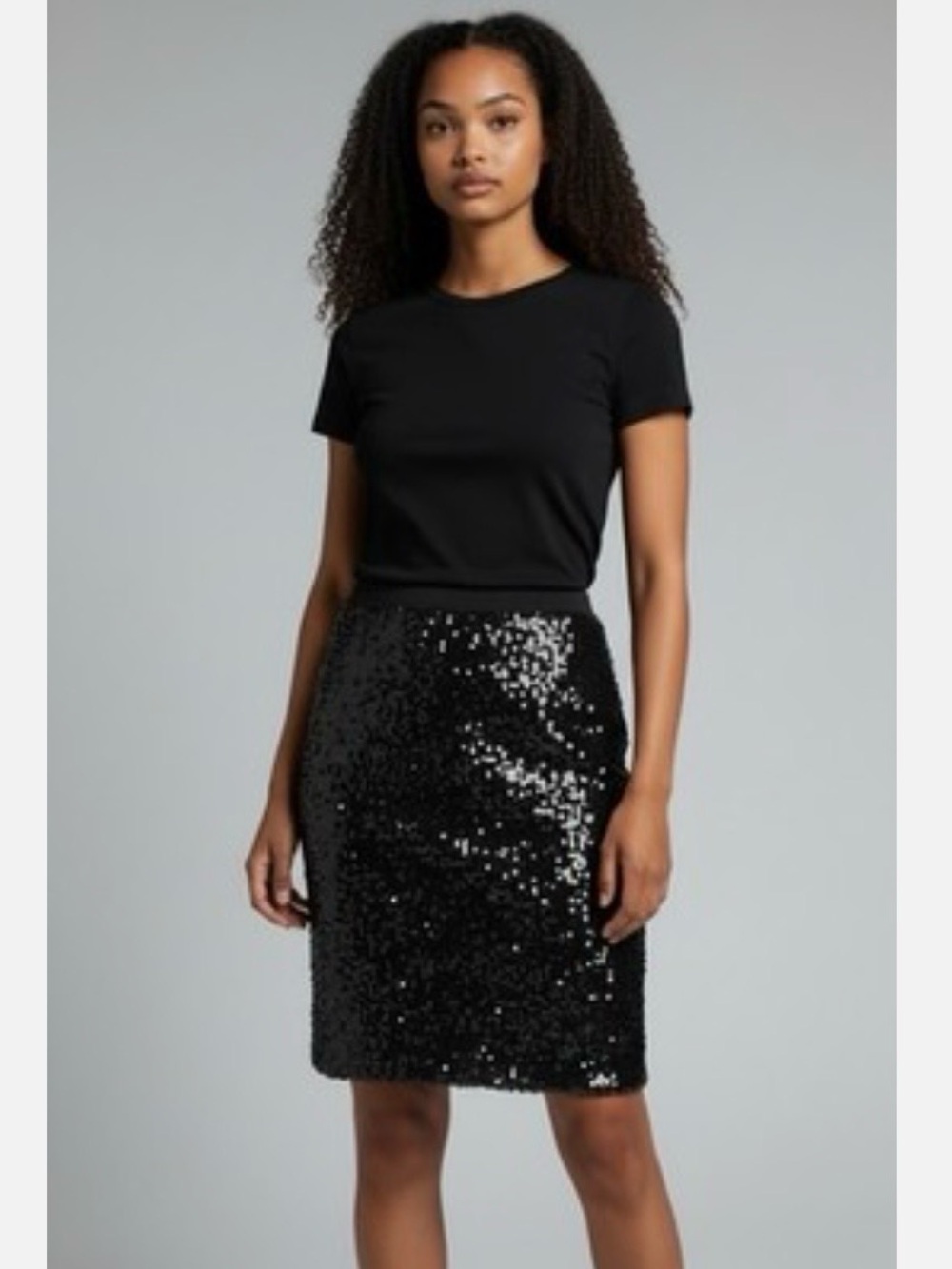 NWOT - Who What Wear Black Sequin Pencil Skirt